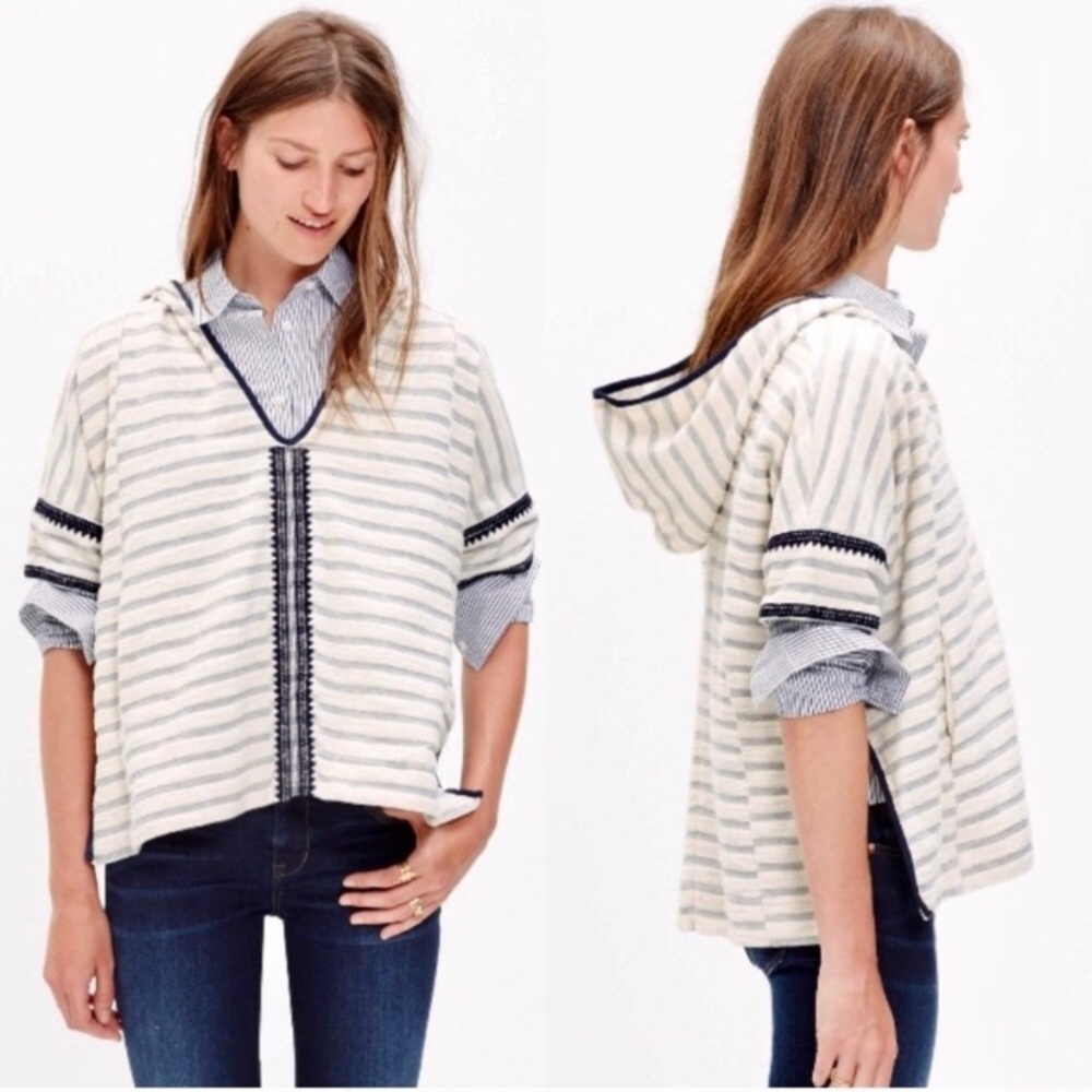 Madewell Embroidery Poncho Hoodie Sweater
